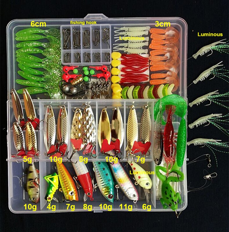 CTHOPER Kit Fishing Lures Set Hard Artificial Wobblers Metal Jig Spoons Soft Lure Fishing Silicone Bait Fishing Tackle Accessories Pesca