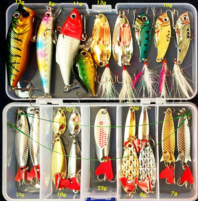 CTHOPER Kit Fishing Lures Set Hard Artificial Wobblers Metal Jig Spoons Soft Lure Fishing Silicone Bait Fishing Tackle Accessories Pesca