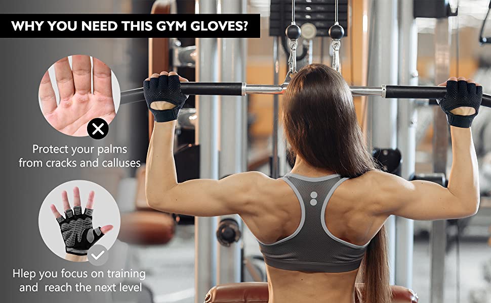 CTHOPER Weight Lifting Gloves for Men Women Gym Gloves with Anti Slip Palm Protection Breathable Gloves for Workout Training