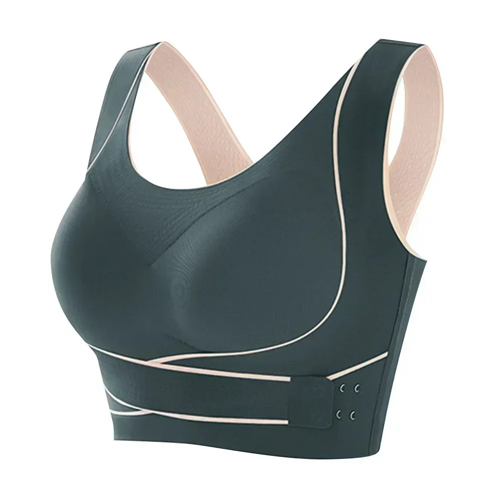 Sports Bra Front Adjustable Buckle Wireless Padded Comfy Gym Yoga Underwear Breathable Workout Fitness Top Low Intensity Women