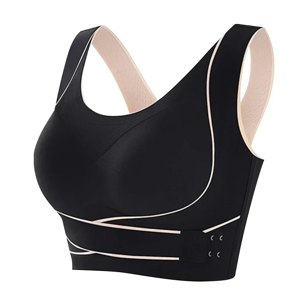 Sports Bra Front Adjustable Buckle Wireless Padded Comfy Gym Yoga Underwear Breathable Workout Fitness Top Low Intensity Women