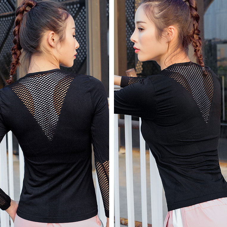 2019 Women's Long Sleeve Dry Fit Mesh Sport Top - CTHOPER