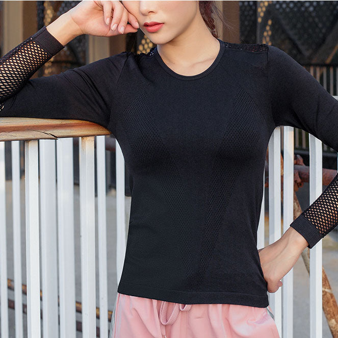 2019 Women's Long Sleeve Dry Fit Mesh Sport Top - CTHOPER