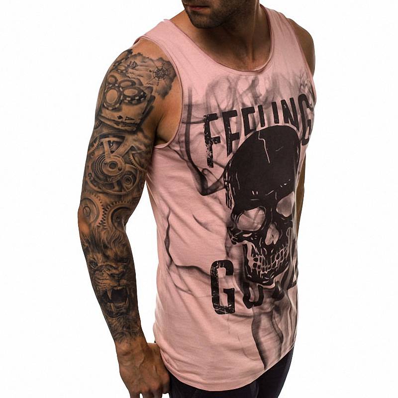 Men's Skull Print Comfortable Tank Top - CTHOPER