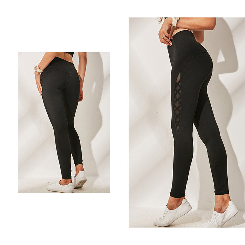 Women's High Waist Criss Cross Yoga Leggings - CTHOPER