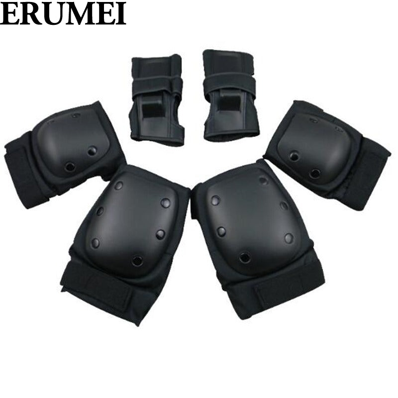 ERUMEI 6pcs Elbow Pads Wrist Pads Knee Pads for Outdoor Sports Protection Kit Inline Speed Skating Racing Bike Skateboard