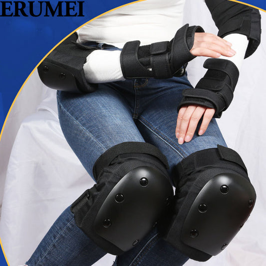 ERUMEI 6pcs Elbow Pads Wrist Pads Knee Pads for Outdoor Sports Protection Kit Inline Speed Skating Racing Bike Skateboard