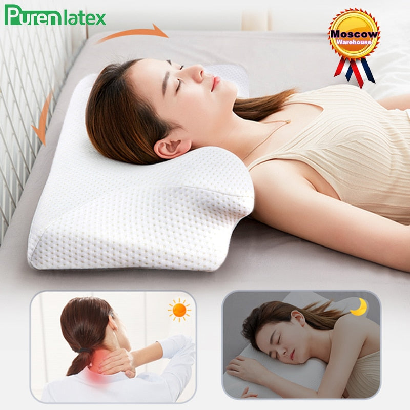 PurenLatex Lumbar Pillow for Sleeping Memory Foam Bed Back Support Cushion  for Lower Back Pain Relief