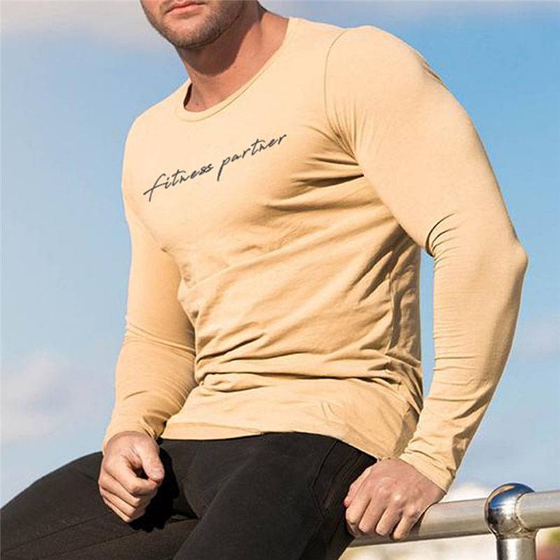 Men's Long Sleeve Running "Fitness Partner" T Shirts - CTHOPER