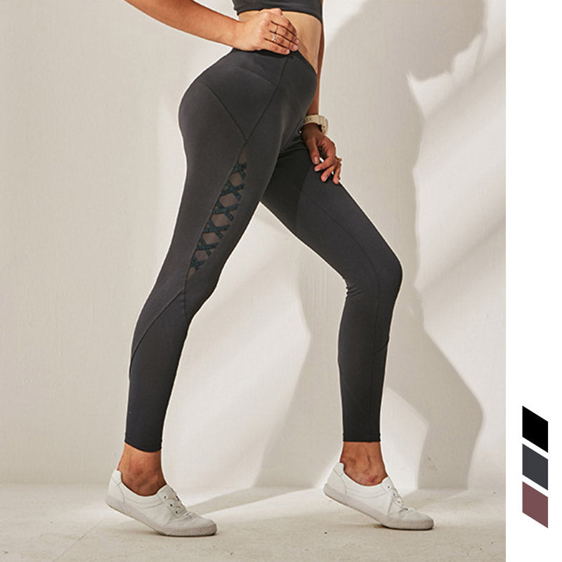 Women's High Waist Criss Cross Yoga Leggings - CTHOPER