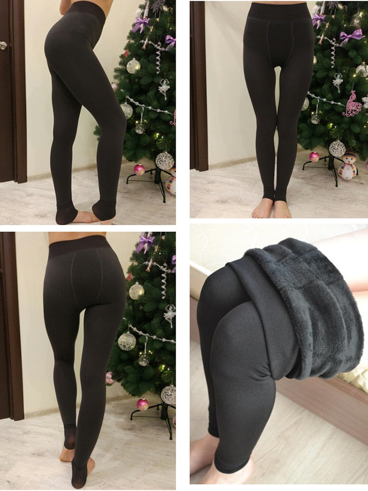 Winter Leggings Knitting Velvet Casual Legging New High Elastic Thicken Lady's Warm Black Pants Skinny Pants For Women Leggings