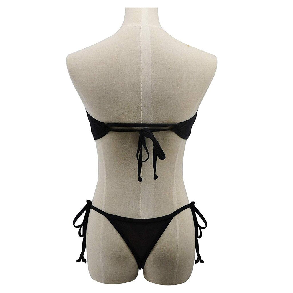 Women's Mesmerizing Micro Bikini Set - See-Through Mesh Swimsuit with Bra Top and Side G-String Thong, Sexy Underwear for Swim and Beachwear (Available in Sizes S - 5XL)