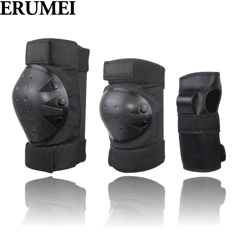 ERUMEI 6pcs Elbow Pads Wrist Pads Knee Pads for Outdoor Sports Protection Kit Inline Speed Skating Racing Bike Skateboard