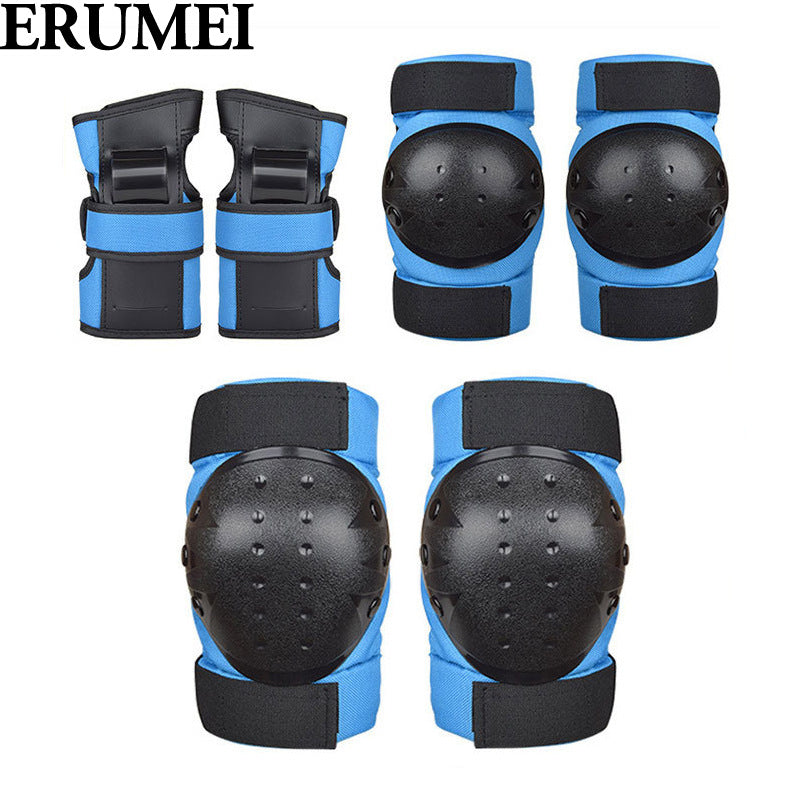 ERUMEI 6pcs Elbow Pads Wrist Pads Knee Pads for Outdoor Sports Protection Kit Inline Speed Skating Racing Bike Skateboard