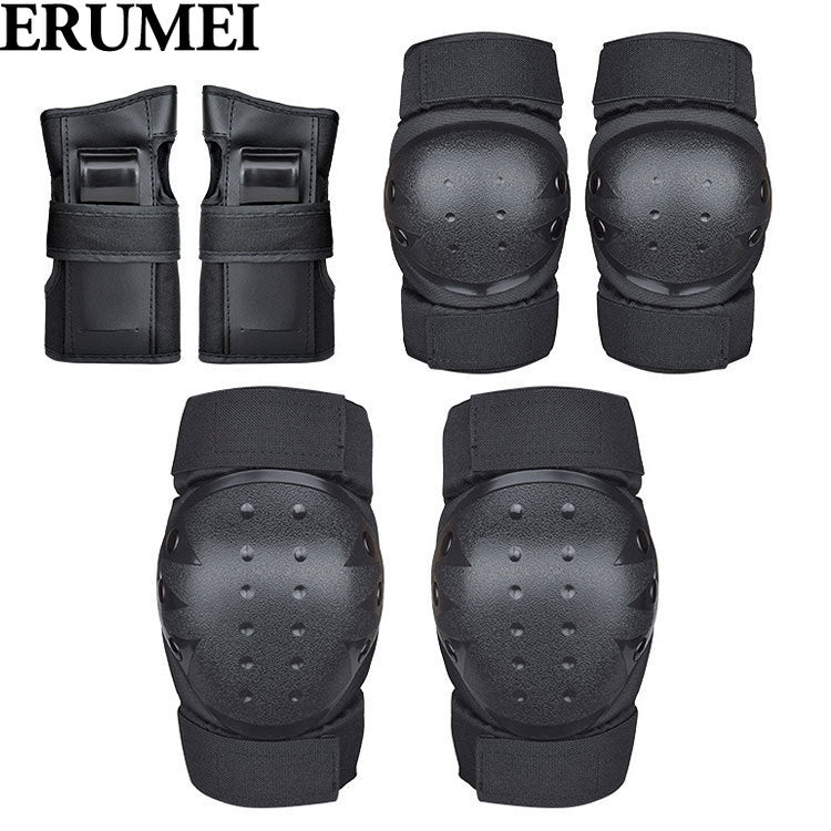 ERUMEI 6pcs Elbow Pads Wrist Pads Knee Pads for Outdoor Sports Protection Kit Inline Speed Skating Racing Bike Skateboard