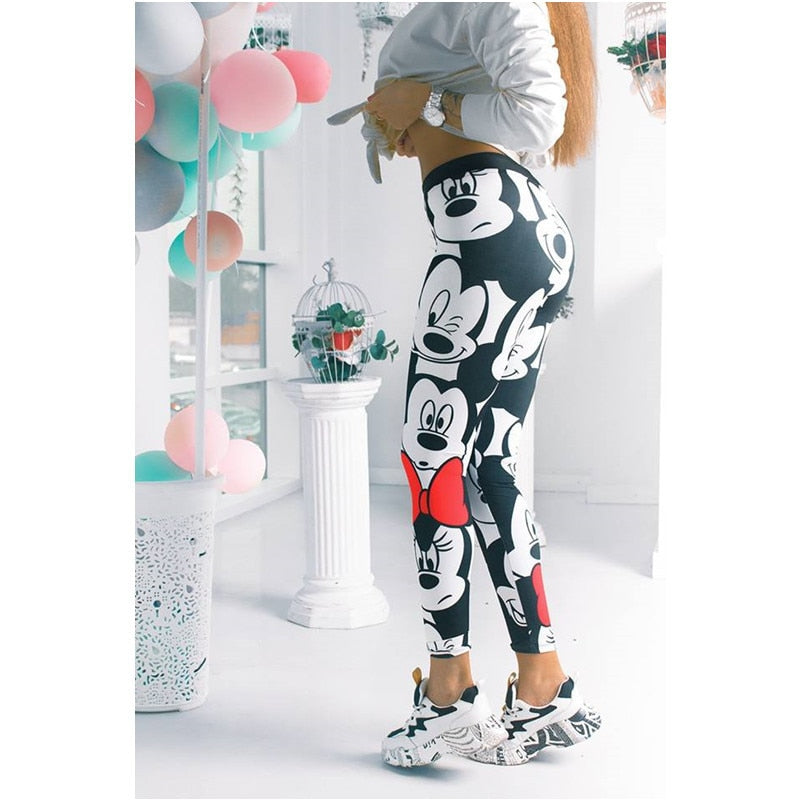 Women Minnie Mickey Mouse Yoga Gym Leggings - CTHOPER