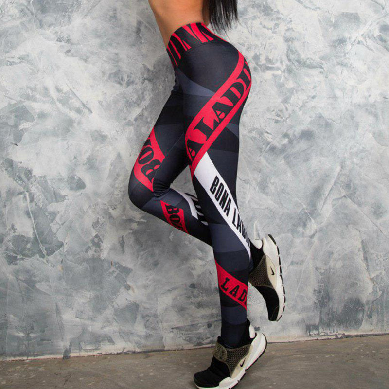 Women Compression Elastic Gym Fitness Sport Printed Leggings - CTHOPER