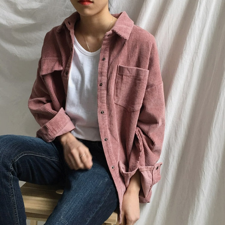 Women Winter Big Autumn Corduroy Jacket Coats - CTHOPER