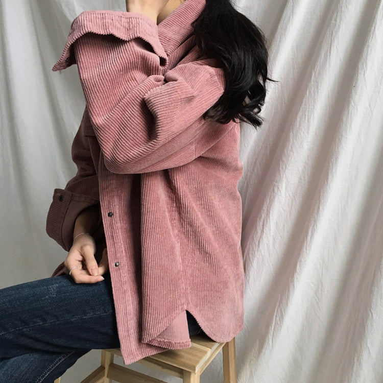 Women Winter Big Autumn Corduroy Jacket Coats - CTHOPER