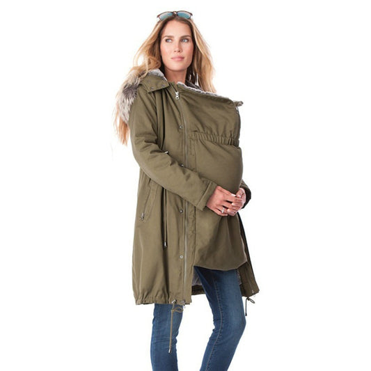 Long Keep Warm Kangaroo Maternity Jacket - CTHOPER