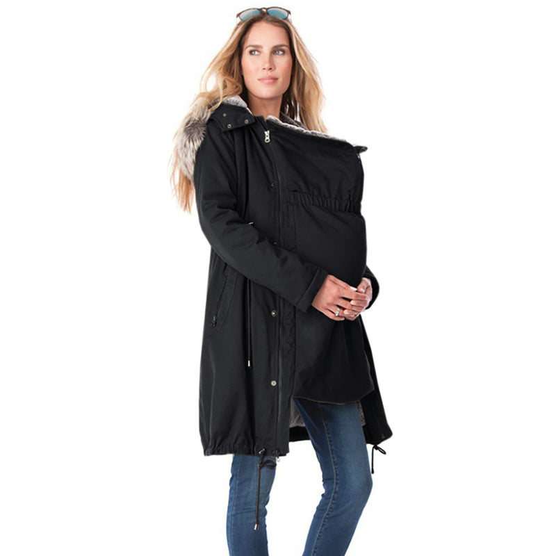 Long Keep Warm Kangaroo Maternity Jacket - CTHOPER