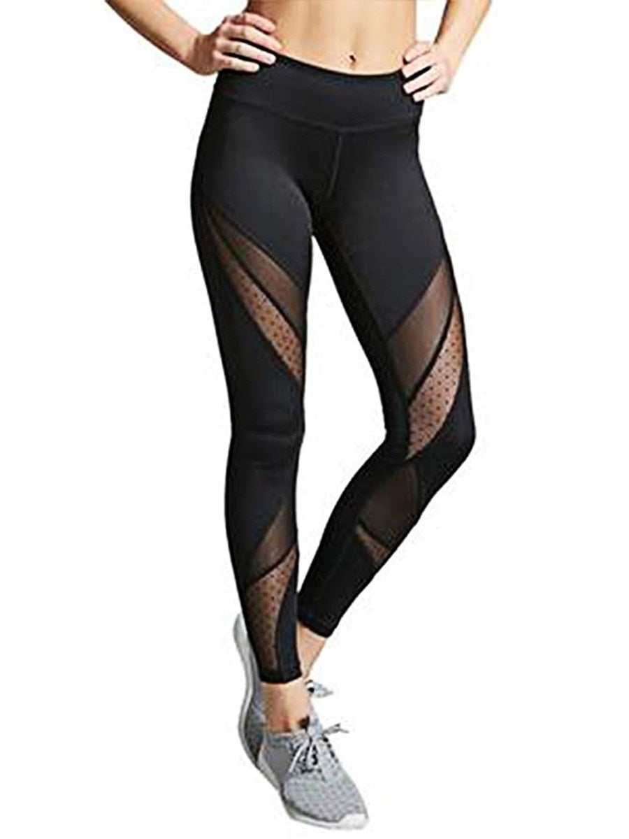 Women's Mesh Panel Side High Waist Leggings - CTHOPER