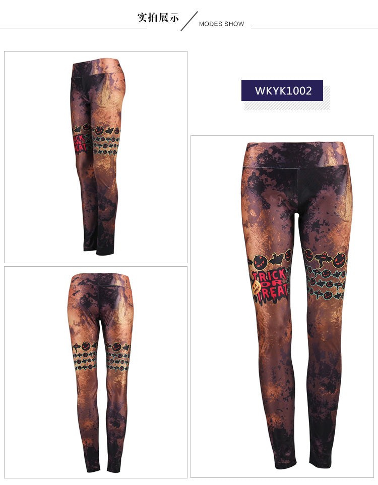 Women's High Waist Printed Halloween Yoga Pants - CTHOPER