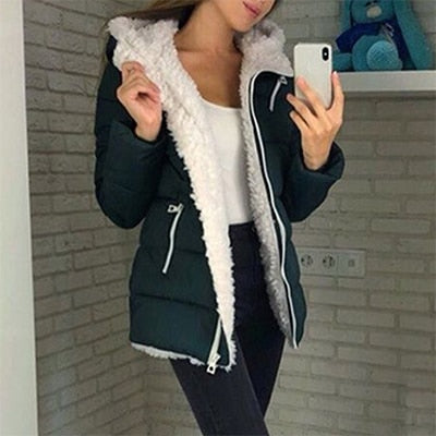 Women Winter Casual Hooded Plus Size Retro Warm Plush Coats - CTHOPER