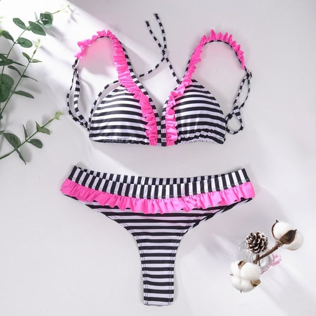 Sexy Swimwear Women 2021 Bikini String Swimming Suit For Women Bathing Suit Micro Folds Hight Cut Monokini One Piece Suit