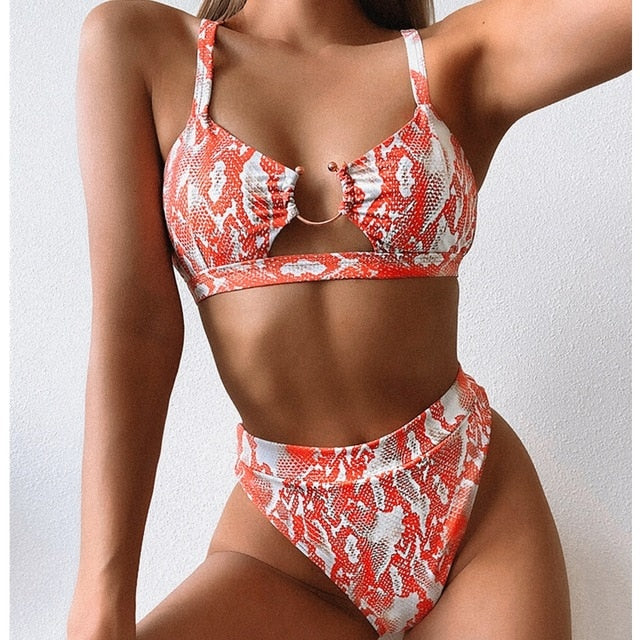 Snakeskin Bikini Women Swimwear Leopard Bikinis Sexy Biquini Swim Suit Push Up Swimsuit Female Swimming Beachwear