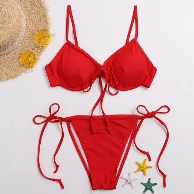 Sexy Women Bikini Set Swimsuit Micro Low Waist Thong Biquini Bathing Suit Female Swimming Beachwear Solid Swimwear Mujer XXL