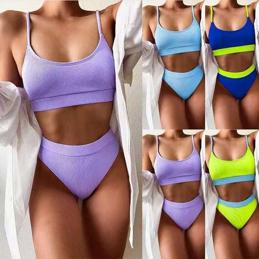 Dihope High Waist Bikinis Swimsuits Push Up Swimwear Women Strap Bathing Suit Women Solid Biquini 2021 New Beachwear Bikini Set