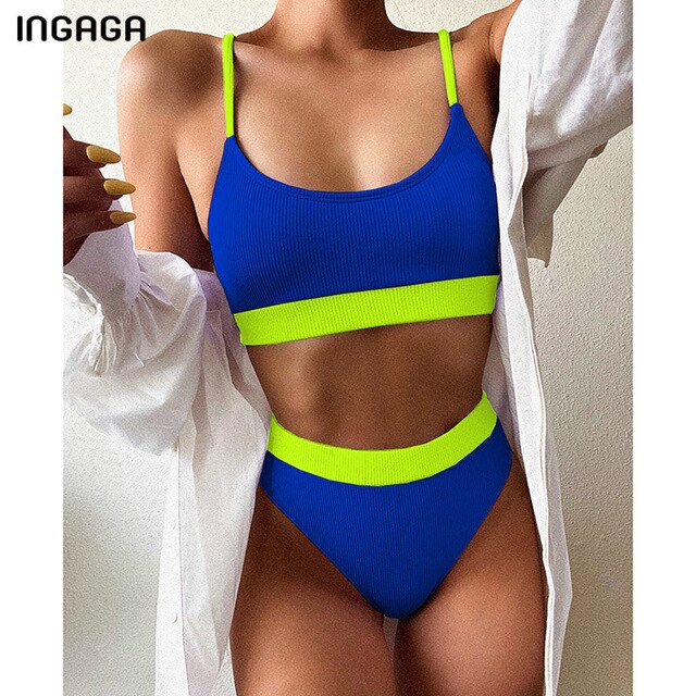 Dihope High Waist Bikinis Swimsuits Push Up Swimwear Women Strap Bathing Suit Women Solid Biquini 2021 New Beachwear Bikini Set