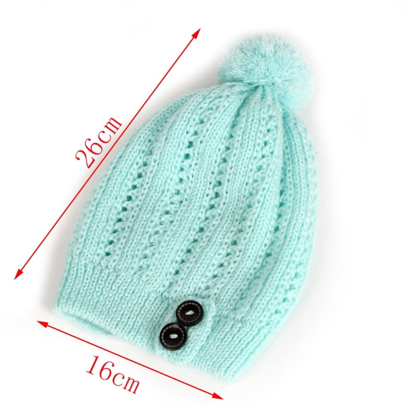 Women Cold Warm Winter Fur Knitted Hat - CTHOPER