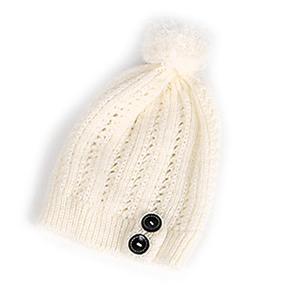 Women Cold Warm Winter Fur Knitted Hat - CTHOPER