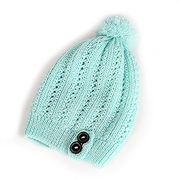 Women Cold Warm Winter Fur Knitted Hat - CTHOPER