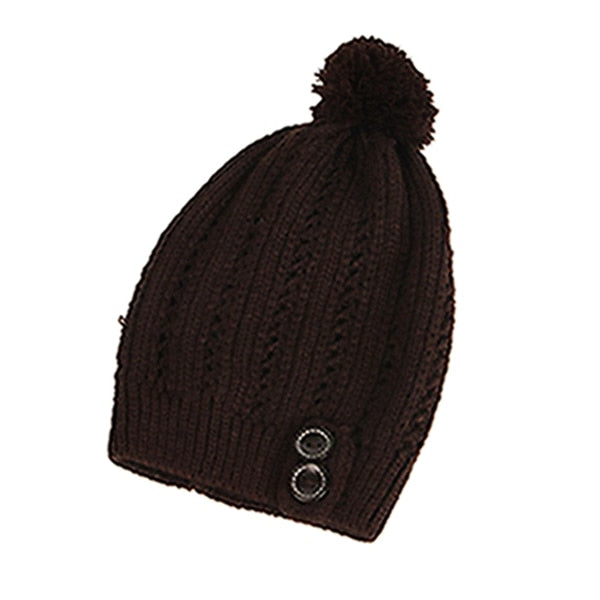 Women Cold Warm Winter Fur Knitted Hat - CTHOPER