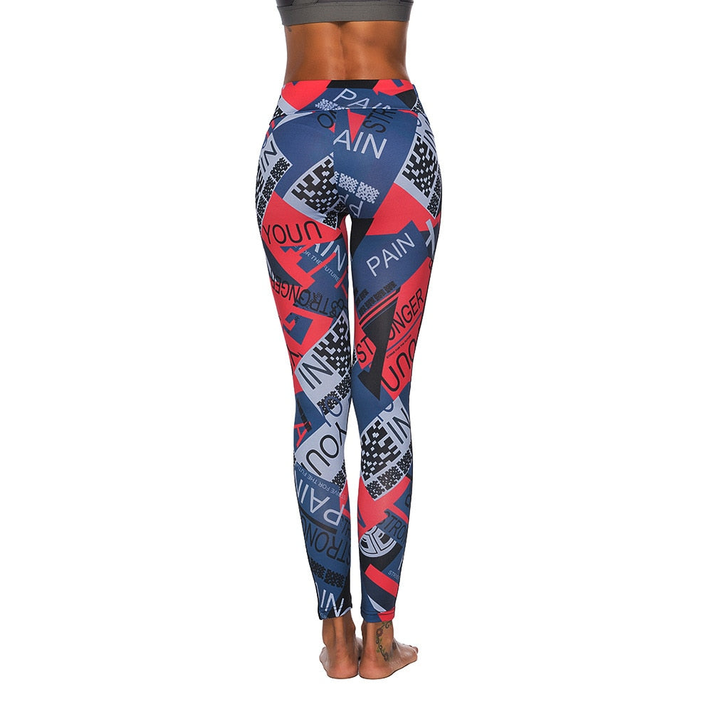 Women Fitness Sexy Hollow Out Printed Leggings - CTHOPER