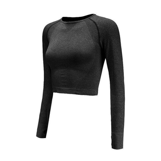 Women's Seamless Long Sleeve Crop Top Yoga Shirts - CTHOPER