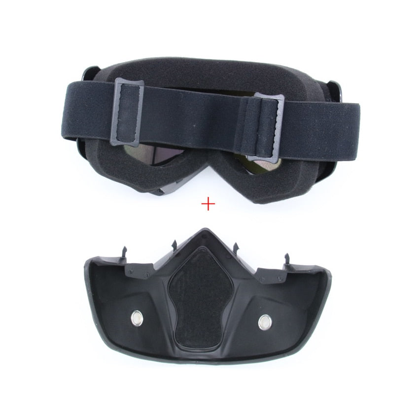 Snowboard Mask Winter Snowmobile Skiing Goggles Windproof Skiing Glass Motocross Sunglasses with Mouth Filter - CTHOPER