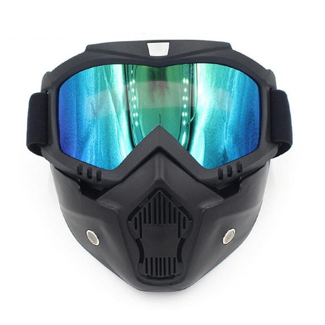 Snowboard Mask Winter Snowmobile Skiing Goggles Windproof Skiing Glass Motocross Sunglasses with Mouth Filter - CTHOPER