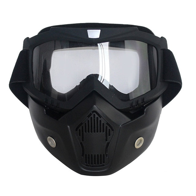 Snowboard Mask Winter Snowmobile Skiing Goggles Windproof Skiing Glass Motocross Sunglasses with Mouth Filter - CTHOPER