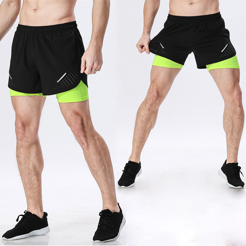 Men's 2 in 1 Training Exercise Basketball Shorts - CTHOPER