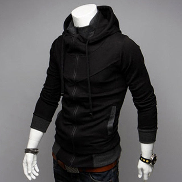 Men's Winter Color Matching Hooded Jacket Coat - CTHOPER