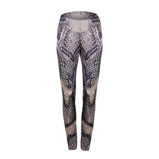 Women Sexy High Waist Fitness Snake Skin Printed Yoga Pants - CTHOPER