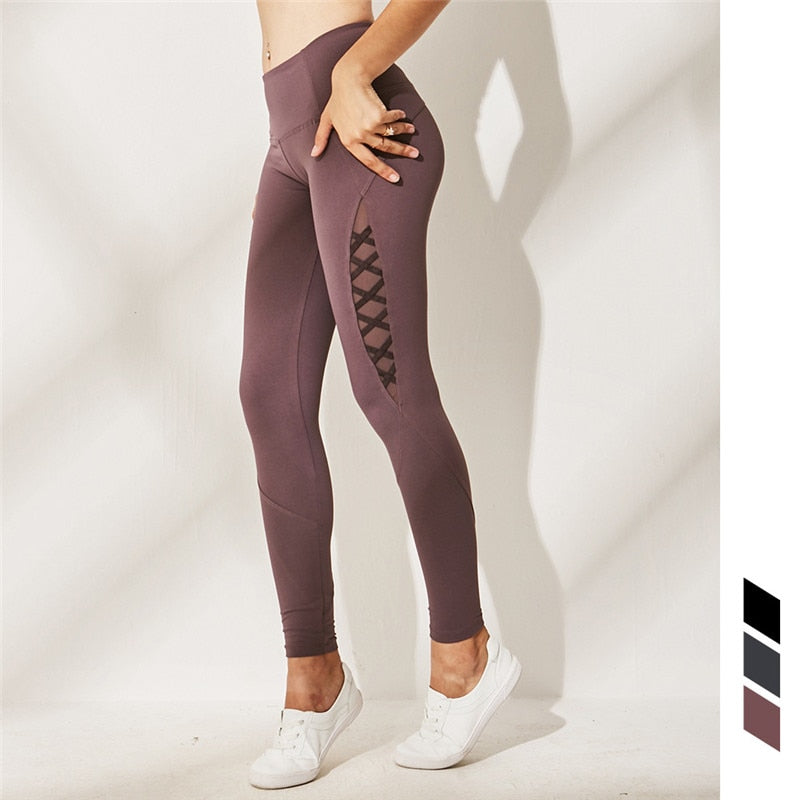 Women's High Waist Criss Cross Yoga Leggings - CTHOPER