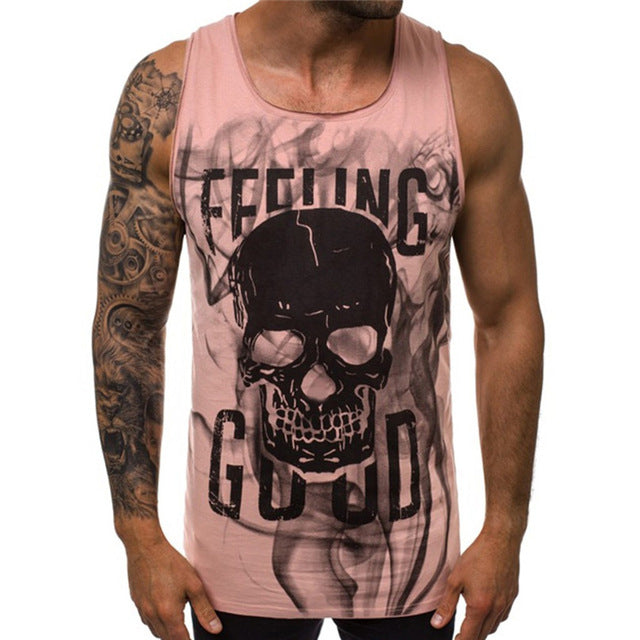 Men's Skull Print Comfortable Tank Top - CTHOPER