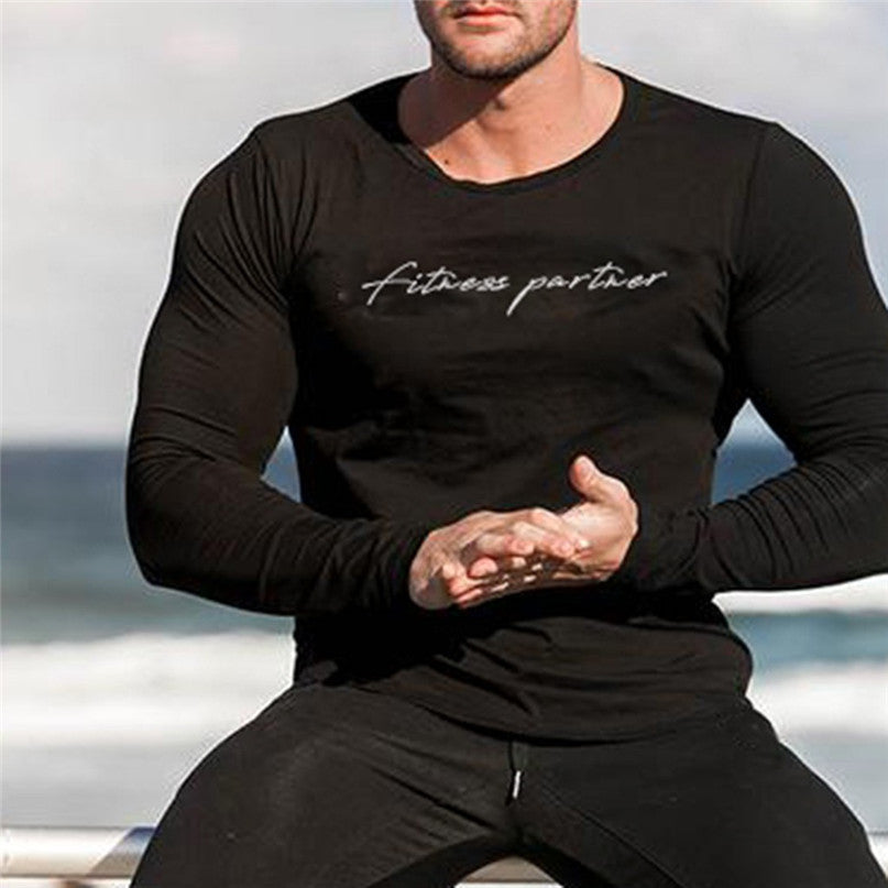 Men's Long Sleeve Running "Fitness Partner" T Shirts - CTHOPER