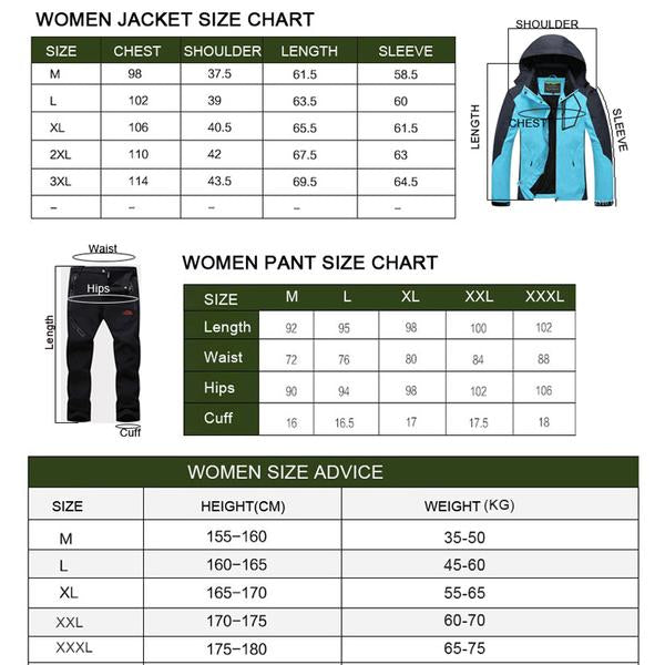 Women's Winter Skiing Waterproof Jackets and Pants Set - CTHOPER