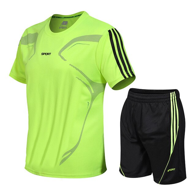 Men's Sport Short Sleeve T Shirt + Shorts Sets - CTHOPER